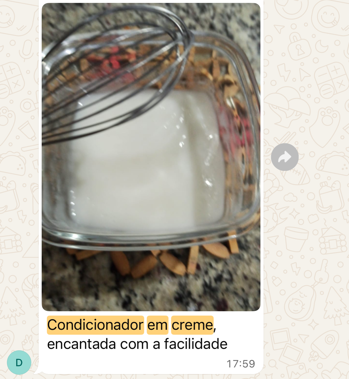 Produto natural feito por aluna